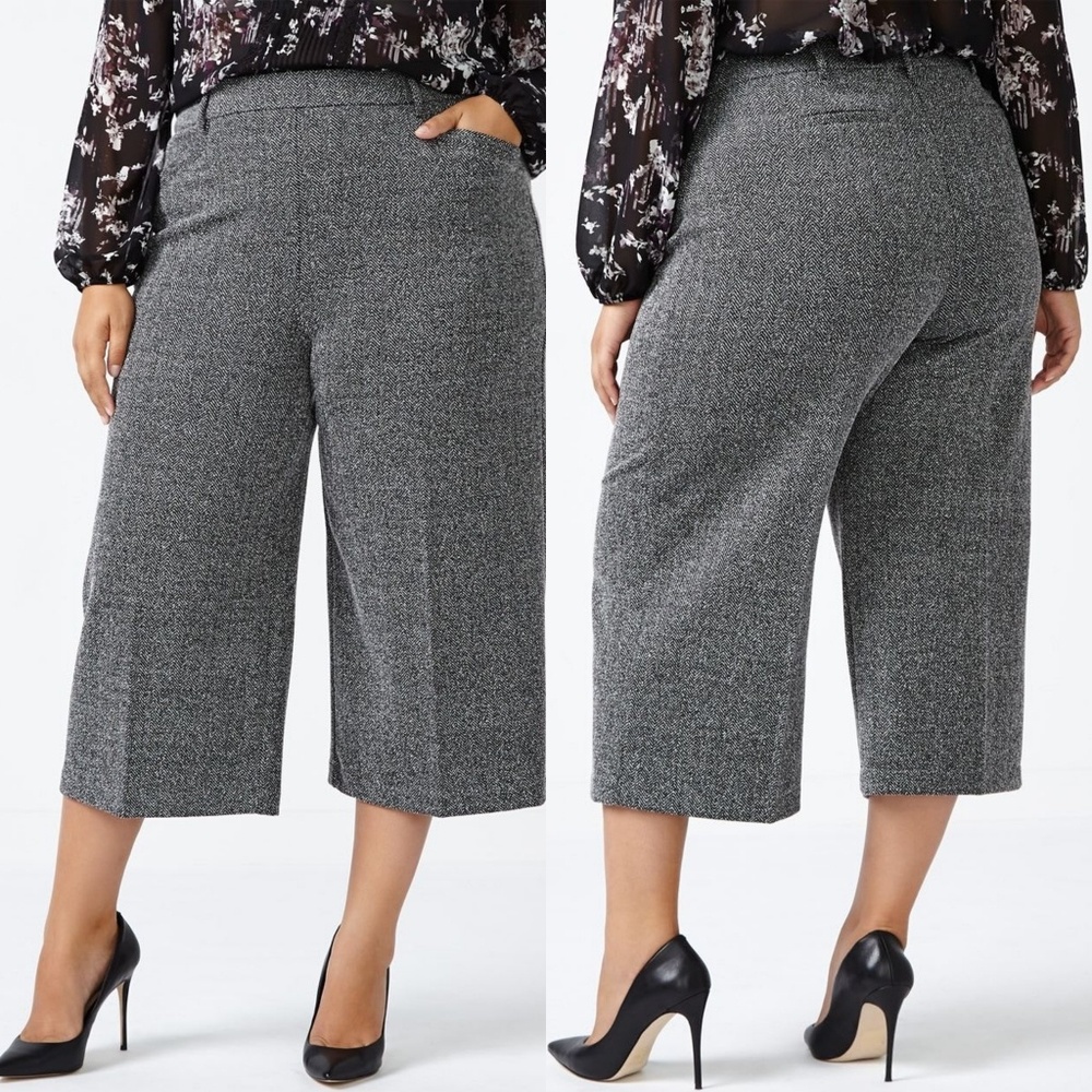 ALICE HOPE CROP HERRINGBONE WIDE LEG PANTS…
